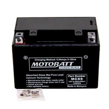 Motobatt Classic Black Battery MCX9