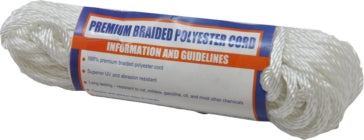 Sea Dog Solid Braided Polyester Cord 50' - 1/8 inch - Polyester - Braided