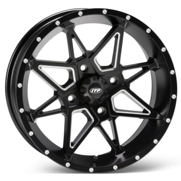 14X7 4/110 5+2 MATTE BK W/MILLED WHEEL