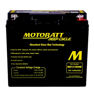 Motobatt Deep Cycle AGM Battery MB12180NB