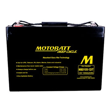 Motobatt Deep Cycle AGM Battery - Group 27 MBD105-12IT