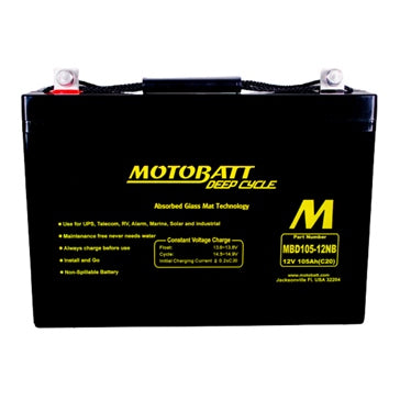 Motobatt Deep Cycle AGM Battery - Group 27 MBD105-12NB