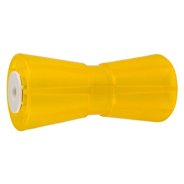 8 inch KEEL ROLLER; 5/8 inch SHAFT; PVC; YELLOW