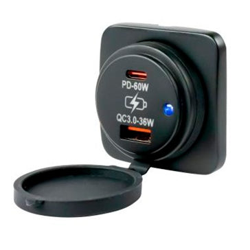 POWER SOCKET SQUARE USB 3.0/USB-C