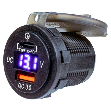 Sea Dog USB 3.0 & USB-C Power Socket W/Voltmeter