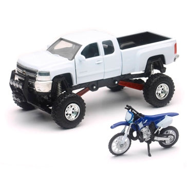 New Ray Toys Chevrolet Silverado Pick Up with Yamaha Dirt Bike Scale Model