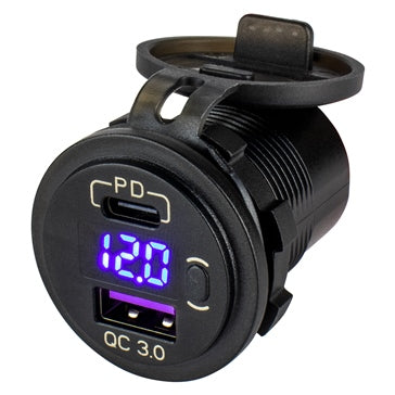 Sea Dog USB 3.0 & USB-C Power Socket W/Voltmeter