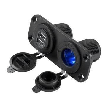 Sea Dog Double USB and Power Socket Panel