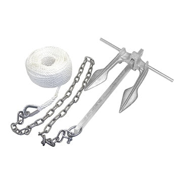 Kimpex Galvanized #8 Cast Iron Fluke Claw Anchor Kit w/50' of Anchor Line 15 lbs