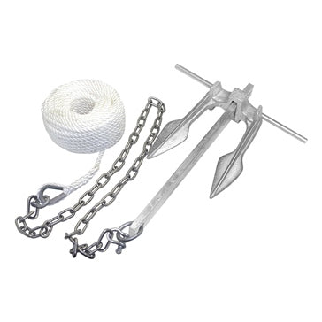 Kimpex Galvanized #8 Cast Iron Fluke Claw Anchor Kit w/100' of Anchor Line 15 lbs